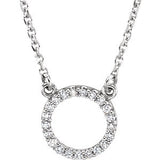 14K White 1-10 CTW Diamond Circle 16" Necklace