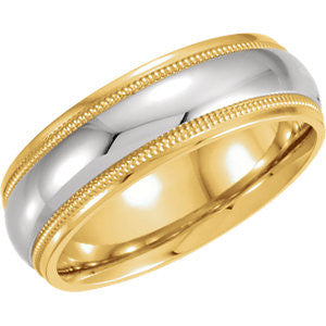 18K Yellow & Platinum 6mm Comfort-Fit Milgrain Band Size 8.5