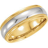 18K Yellow & Platinum 6mm Comfort-Fit Milgrain Band Size 6.5