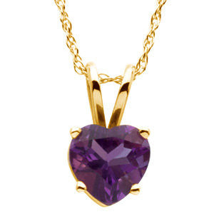 14K Yellow Amethyst Heart 18" Necklace