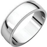 14K White 7mm Milgrain Light Band