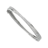 14K White 1 CTW Diamond Bangle Bracelet