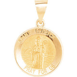 14K Yellow 14.75mm Round Hollow St. Patrick Medal