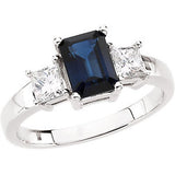 Blue Sapphire & Diamond Accented Ring