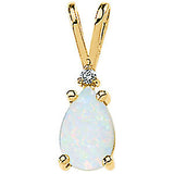 Genuine Opal Cabochon & Diamond Pendant