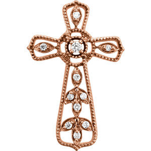 14K White .05 CTW Diamond Cross Pendant