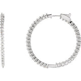 Sterling Silver 32mm Cubic Zirconia Hoop Earrings