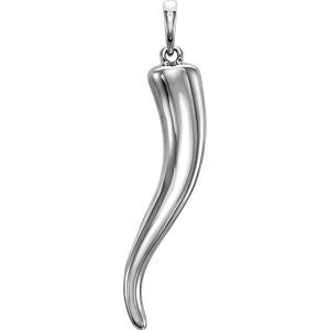 14K Yellow 31.75mm Italian Horn Pendant