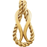 14K White Teardrop Rope Design Pendant