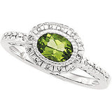 Peridot & Diamond Halo-Style Ring