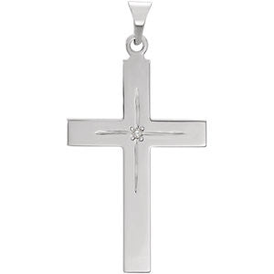 14K Yellow 27x18mm Diamond Cross Pendant