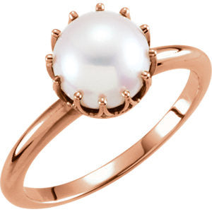 14K White Freshwater Cultured Pearl Ring