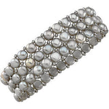 Sterling Silver Freshwater Cultured Grey Pearl 3 Row Stretch Bracelet