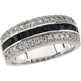 14K White Blue Sapphire & 1-2 CTW Diamond Anniversary Band