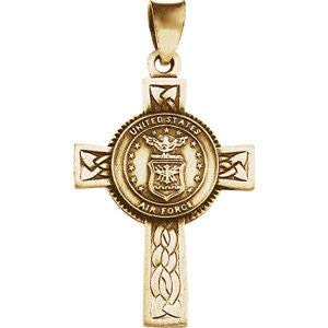 14K Yellow 28.5x20.7mm U.S. Air Force Cross Pendant