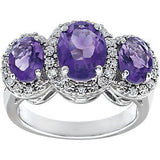 14K White Amethyst & .04 CTW Diamond Ring