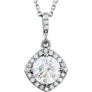 14K White 3-8 CTW Diamond Halo-Style 18" Necklace