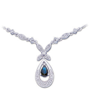 Genuine Blue Sapphire & Diamond Necklace