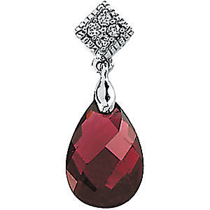 14K White Brazilian Garnet & .04 CTW Diamond Pendant