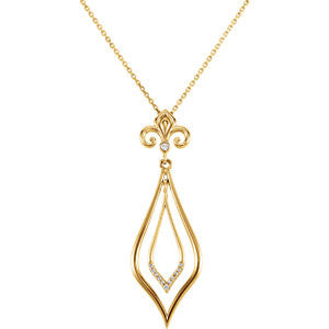 14K Yellow .05 CTW Diamond Decorative Dangle 18" Necklace