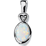 Genuine Opal Cabochon & Diamond Pendant