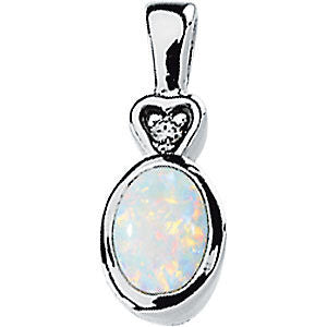 Genuine Opal Cabochon & Diamond Pendant