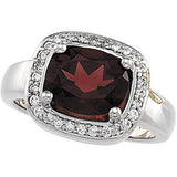 Mozambique Garnet & Diamond Halo-Style Ring