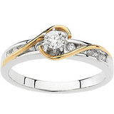 14K White & Yellow 3.4mm Round Engagement Ring Mounting