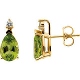 14K Yellow Peridot & .08 ct tw Diamond Earrings