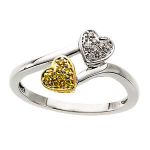 Natural Yellow & White Diamond Heart Ring