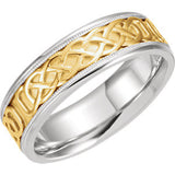 14K White & Yellow 7mm Celtic-Inspired Band Size 7