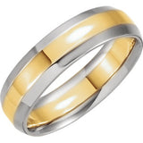 18K Yellow & Platinum 8mm Comfort-Fit Beveled Edge Band Size 9.5