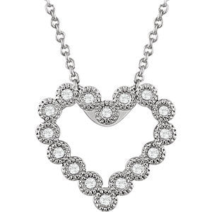 14K White 1/8 CTW Diamond Heart 18" Necklace