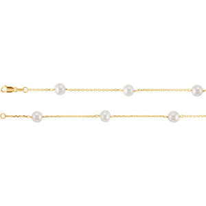 14K Yellow Pearl Station 7" Bracelet