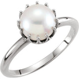 14K White Freshwater Cultured Pearl Ring