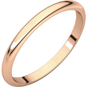 14K Rose 2mm Half Round Band