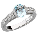 14K White Aquamarine & 1-10 CTW Diamond Ring