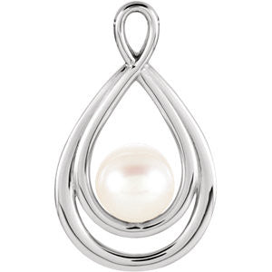 14K White Freshwater Cultured Pearl Pendant