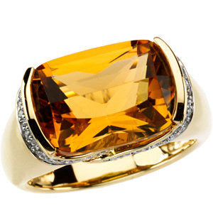 Citrine & Diamond Accented Ring