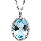 14K White 3-8 CTW Diamond & Sky Blue Topaz Necklace