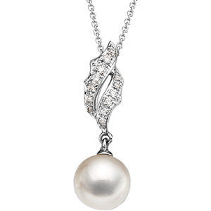 14K White Freshwater Cultured Pearl & .08 CTW Diamond 18" Necklace