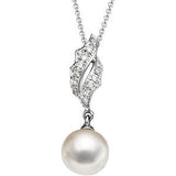 14K White Freshwater Cultured Pearl & .08 CTW Diamond 18" Necklace