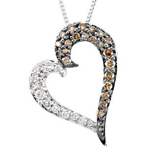 14K White 1-4 CTW Diamond Heart 18" Necklace