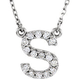 14K White Letter "A" 1-8 CTW Diamond 16" Necklace