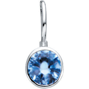 Sterling Silver February Birthstone 11.5x4.5mm Hook Charm-Pendant