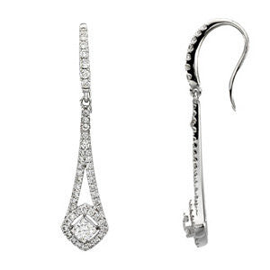 14K White 3-4 CTW Diamond Chandelier Earrings