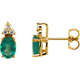 Emerald & Diamond Accented Earrings