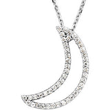 14K White 1-5 CTW Diamond Crescent Moon 16" Necklace