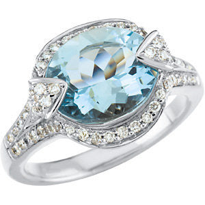 Aquamarine & Diamond Accented Ring