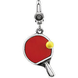 Enamel Ping Pong Paddle & Ball Charm